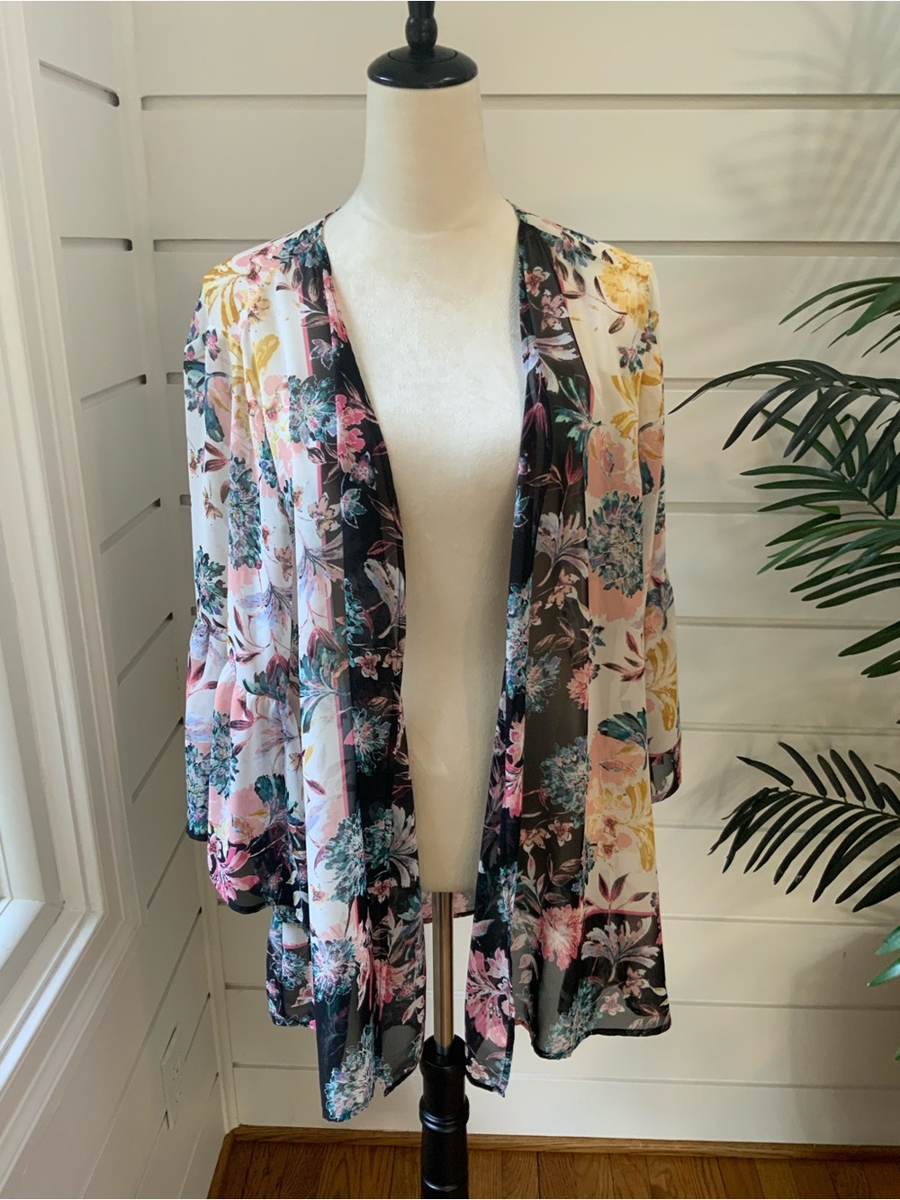 Style & Co. Floral Sheer Blouse Sheer Cardigan Size M